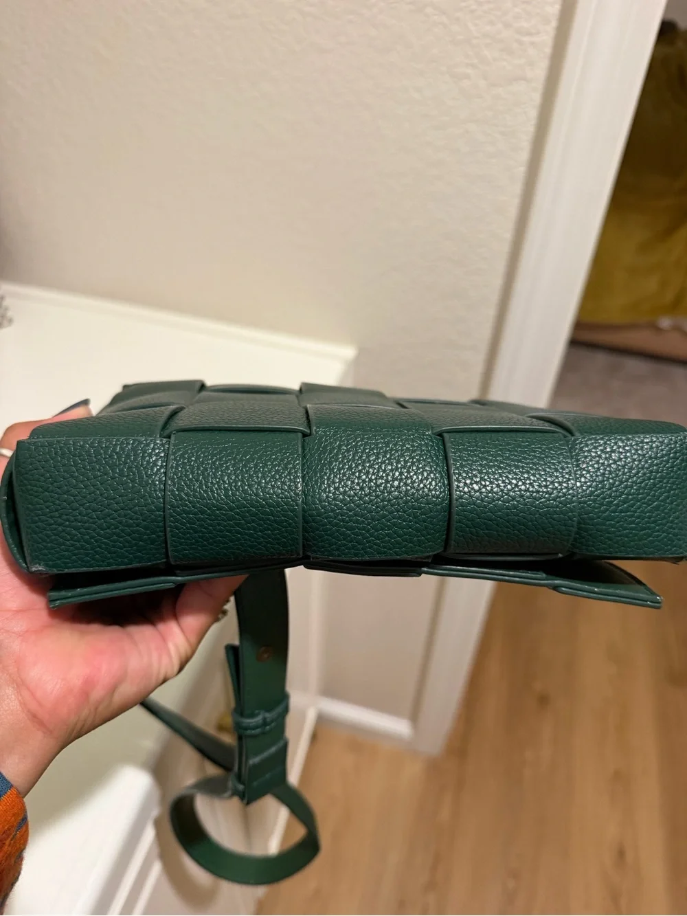Designer inspired Green Woven Leather Shoulder Bag